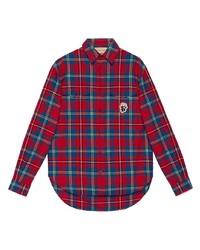 rotes Langarmhemd mit Schottenmuster von Gucci