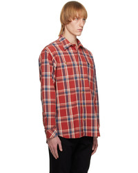 rotes Langarmhemd mit Schottenmuster von Nudie Jeans