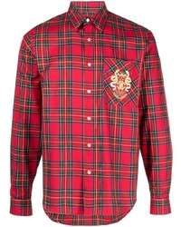 rotes Langarmhemd mit Schottenmuster von Roberto Cavalli