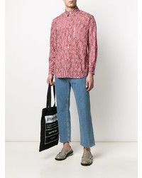 rotes Langarmhemd mit Vichy-Muster von Comme Des Garcons SHIRT