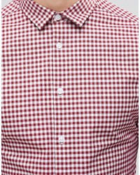 rotes Langarmhemd mit Vichy-Muster von Asos