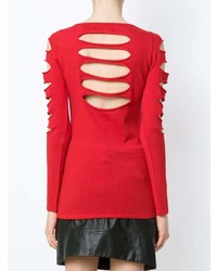 rotes Langarmshirt mit Ausschnitten von Andrea Bogosian