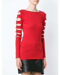 rotes Langarmshirt mit Ausschnitten von Andrea Bogosian