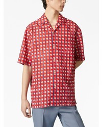 rotes Leinen Kurzarmhemd von Gucci