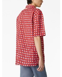rotes Leinen Kurzarmhemd von Gucci