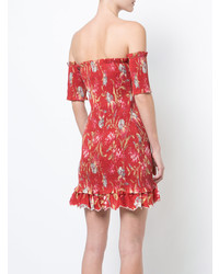 rotes Leinen schulterfreies Kleid mit Blumenmuster von Zimmermann