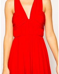 rotes Maxikleid mit Ausschnitten von Asos