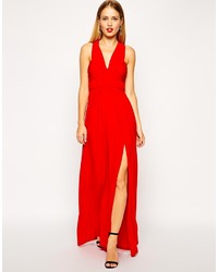 rotes Maxikleid mit Ausschnitten von Asos