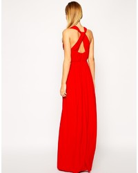 rotes Maxikleid mit Ausschnitten von Asos