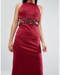 rotes Maxikleid mit Ausschnitten von Asos