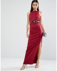 rotes Maxikleid mit Ausschnitten von Asos