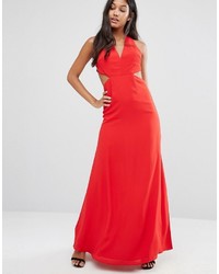 rotes Maxikleid mit Ausschnitten