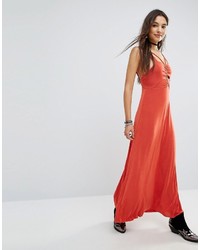 rotes Maxikleid mit Ausschnitten von Free People