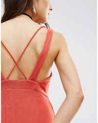 rotes Maxikleid mit Ausschnitten von Free People