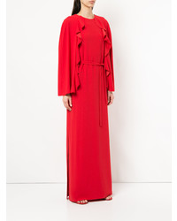 rotes Maxikleid mit Rüschen von Goen.J