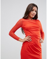 rotes Midikleid aus Netzstoff von Asos