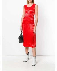 rotes Midikleid aus Satin von Helmut Lang