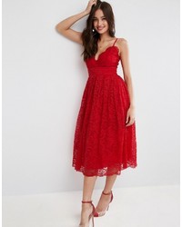 rotes Midikleid aus Spitze von Asos