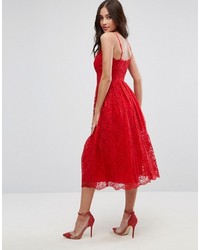 rotes Midikleid aus Spitze von Asos