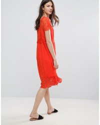 rotes Midikleid aus Spitze von French Connection