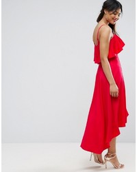 rotes Midikleid mit Rüschen von Asos