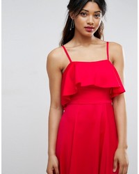 rotes Midikleid mit Rüschen von Asos