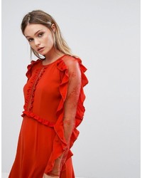 rotes Midikleid von Three floor