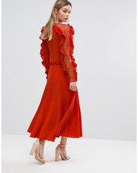 rotes Midikleid von Three floor