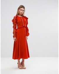 rotes Midikleid von Three floor