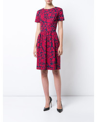 rotes Midikleid von Oscar de la Renta