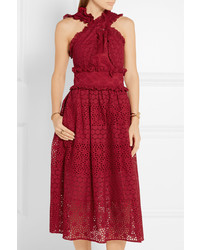 rotes Midikleid von Oscar de la Renta