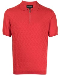 rotes Polohemd mit Argyle-Muster
