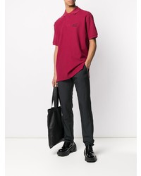 rotes Polohemd von Raf Simons