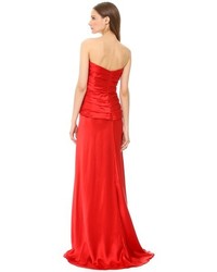 rotes Satin Ballkleid von Alberta Ferretti