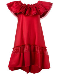 rotes schulterfreies Kleid von Alberta Ferretti