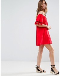 rotes schulterfreies Kleid von Asos