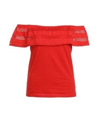 rotes schulterfreies Oberteil von Dorothy Perkins