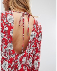rotes schwingendes Kleid mit Blumenmuster von Reclaimed Vintage