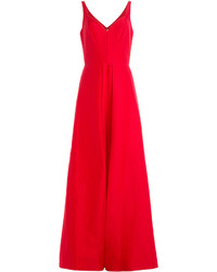 rotes Seide Ballkleid mit Schlitz