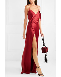 rotes Seide Ballkleid mit Schlitz von Michelle Mason