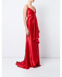 rotes Seide Ballkleid von Oscar de la Renta