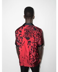 rotes Seide Kurzarmhemd mit Leopardenmuster von Dolce & Gabbana