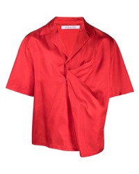 rotes Seide Kurzarmhemd von Bianca Saunders