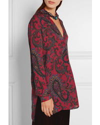 rotes Seidehemd mit Paisley-Muster von Etro