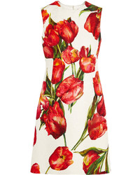 rotes Seidekleid mit Blumenmuster von Dolce & Gabbana