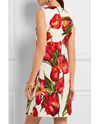 rotes Seidekleid mit Blumenmuster von Dolce & Gabbana