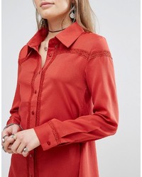 rotes Shirtkleid von Glamorous