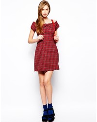 rotes Skaterkleid mit Schottenmuster von Love