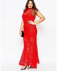 rotes Spitze Ballkleid