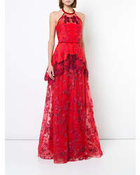 rotes Spitze Ballkleid von Marchesa Notte